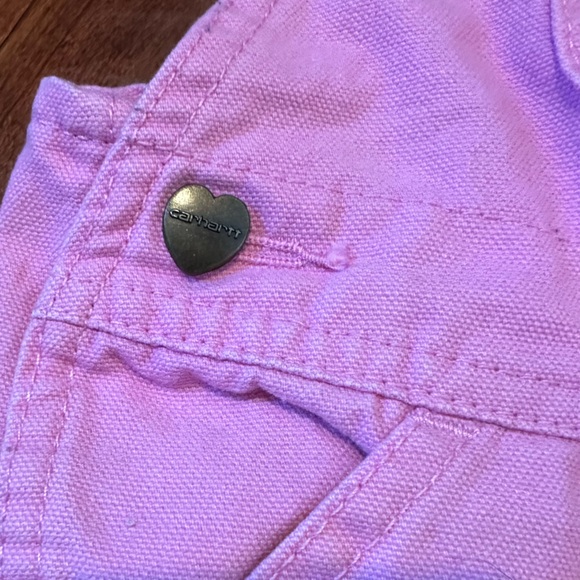 Carhartt- pink overalls with heart detailing size 24 months - Picture 2 of 5
